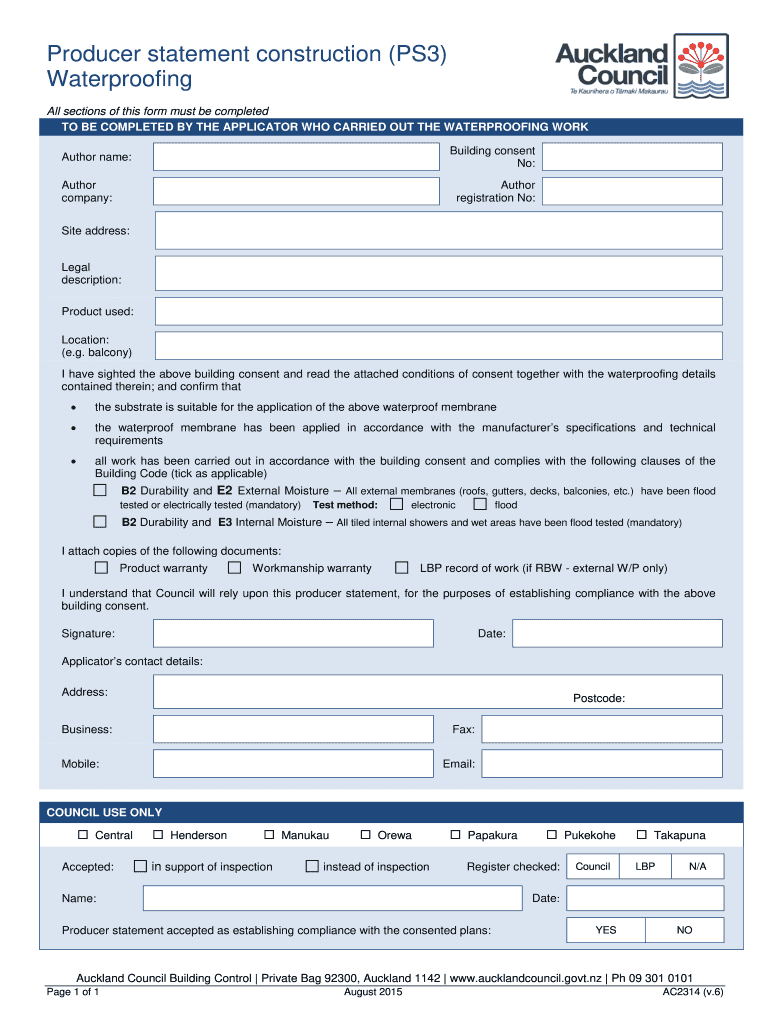 Ps3 Waterproofing Form