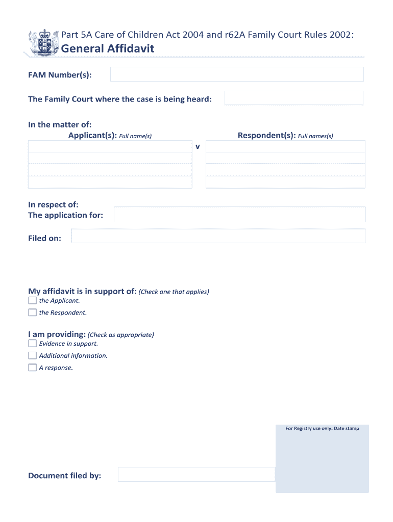 General Affidavit  Ministry of Justice  Justice Govt  Form