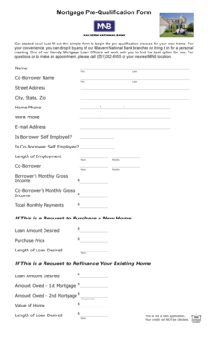 Mortgage Pre Qualification Form PDF