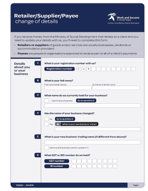 Nz Work Income Supplier  Form