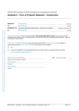 Schedule 6 Form of Producer Statement Construction