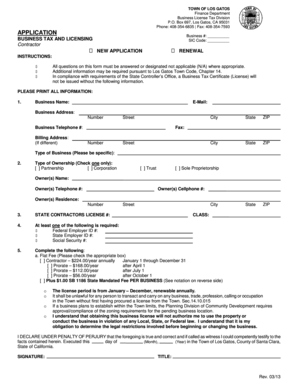 Los Gatos Business License  Form