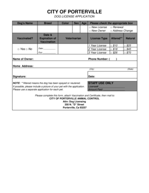 CITY of PORTERVILLE  Form