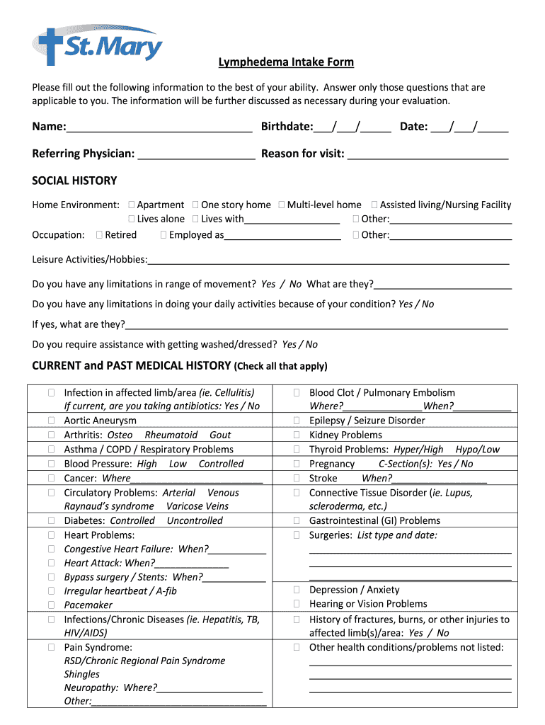 Patient Intake Form Depression