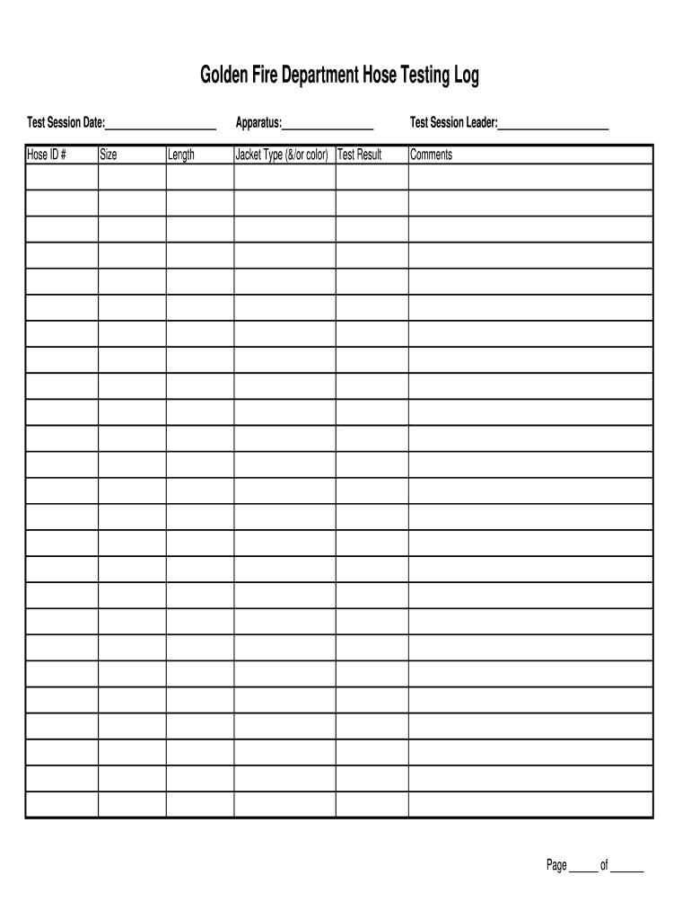 Nfpa Hose Testing Forms