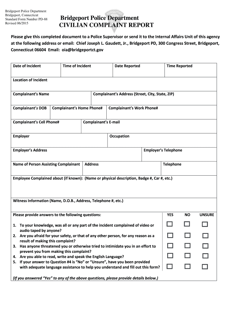 Form Pd Bridgeport Form