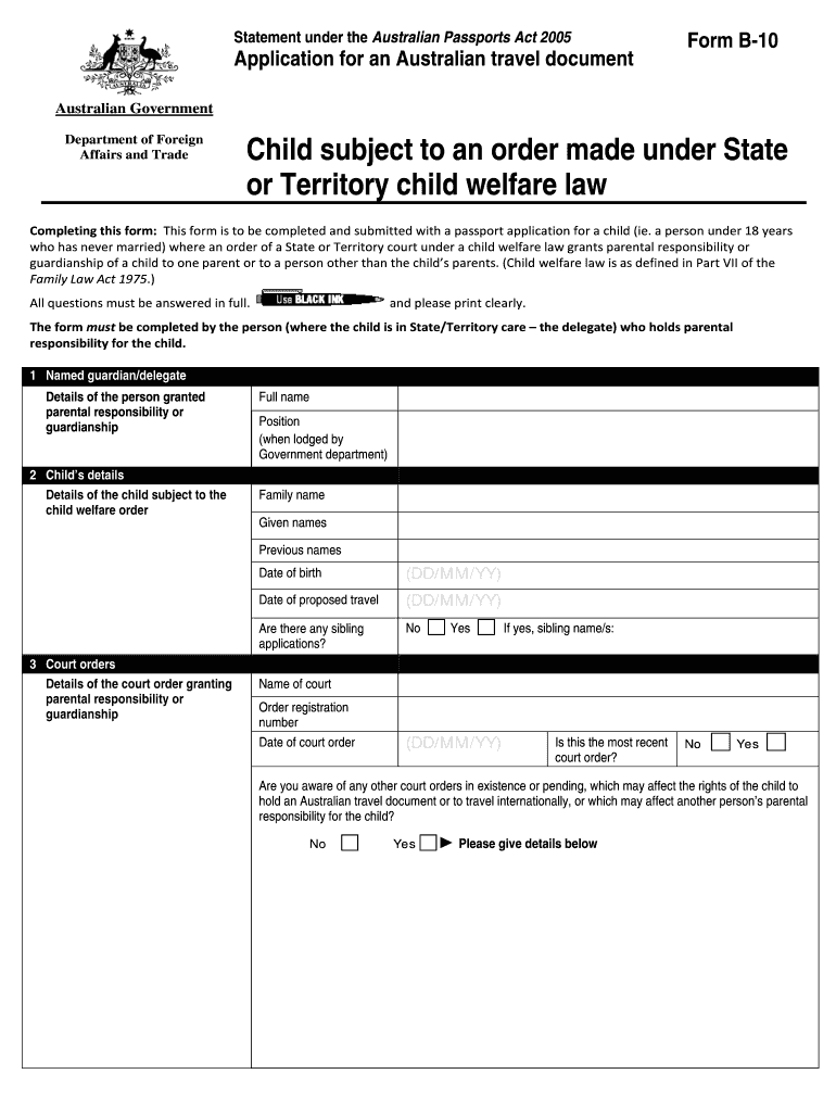B10 Form Passport