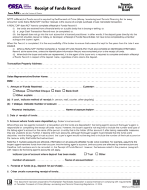 Fintrac Receipt of Funds Form