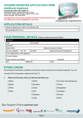 Gosport Housing Register  Form