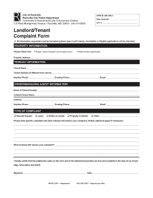 Tenant Complaint Form