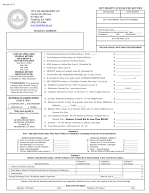 CITY NET PROFIT Frankfort Kentucky Frankfort Ky  Form