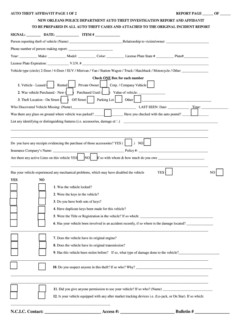 Nopd Theft  Form