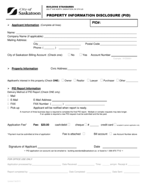 Pid Saskatoon  Form