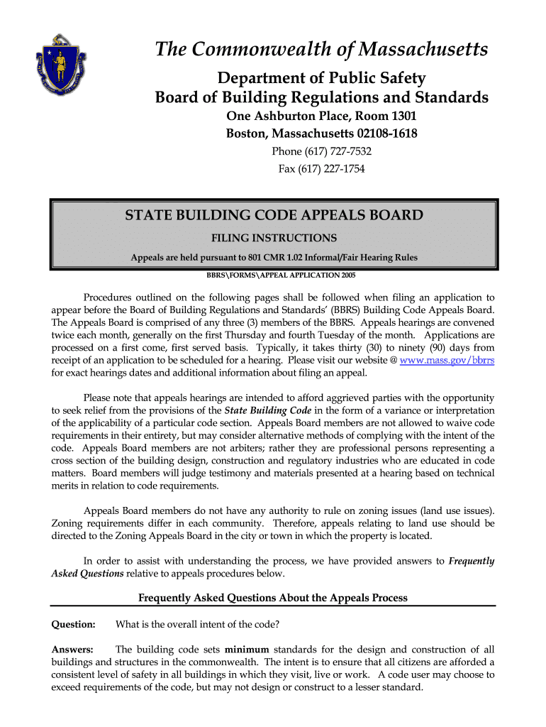  the Commonwealth of Massachusetts Department of Public Safety Board of Building Regulations and Standards One Ashburton Place, R 2006