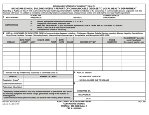  MICHIGAN SCHOOL BUILDING WEEKLY REPORT of COMMUNICABLE DISEASE to LOCAL HEALTH DEPARTMENT Baycounty Mi 2006