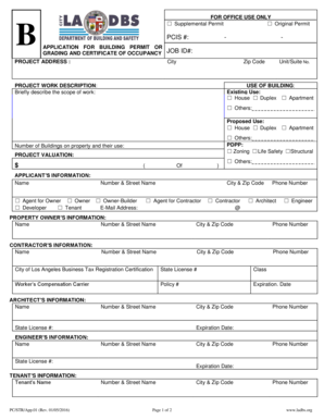 Ladbs B Permit Application  Form