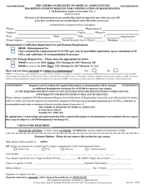 Arma Renewal Form