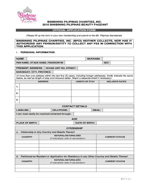 Forms for Bb Pilipinas