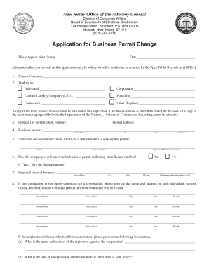 Proper Procedures for Business Permit Change New Jersey  Form