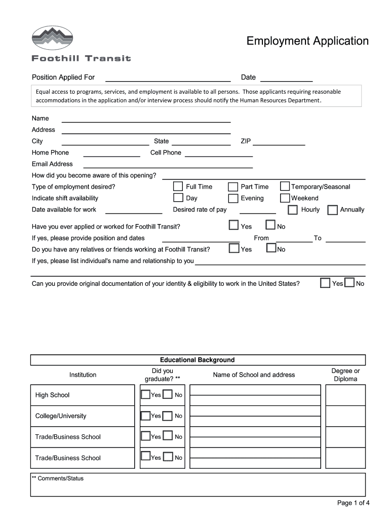 Foothill Transit Careers  Form