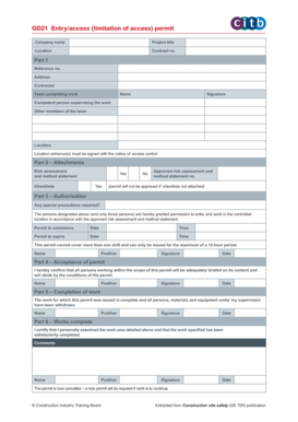  Limitation of Access Permit 2014