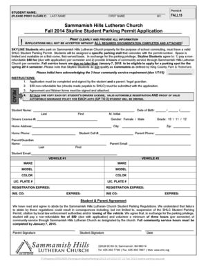 Sammamish Hills Lutheran Church Skyline Parking  Form