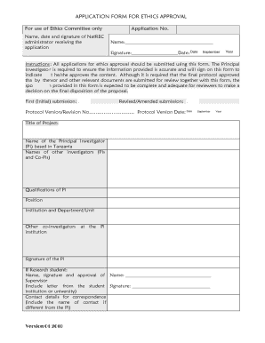 NatREC Ethics Approval Application Form