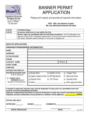 BANNER PERMIT APPLICATION City of Stuart Cityofstuart  Form