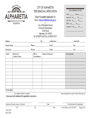 Get and Sign Tree Removal Application City Alpharetta  Form