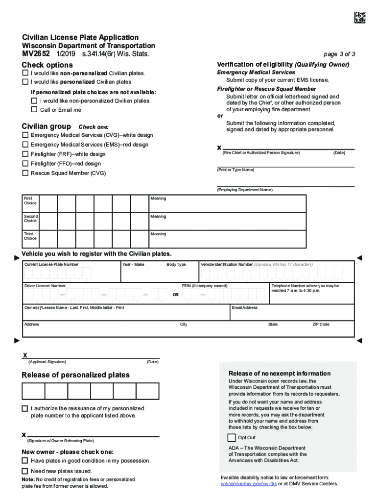  MV Lions Club License Plate Information and Application, April 2019-2024