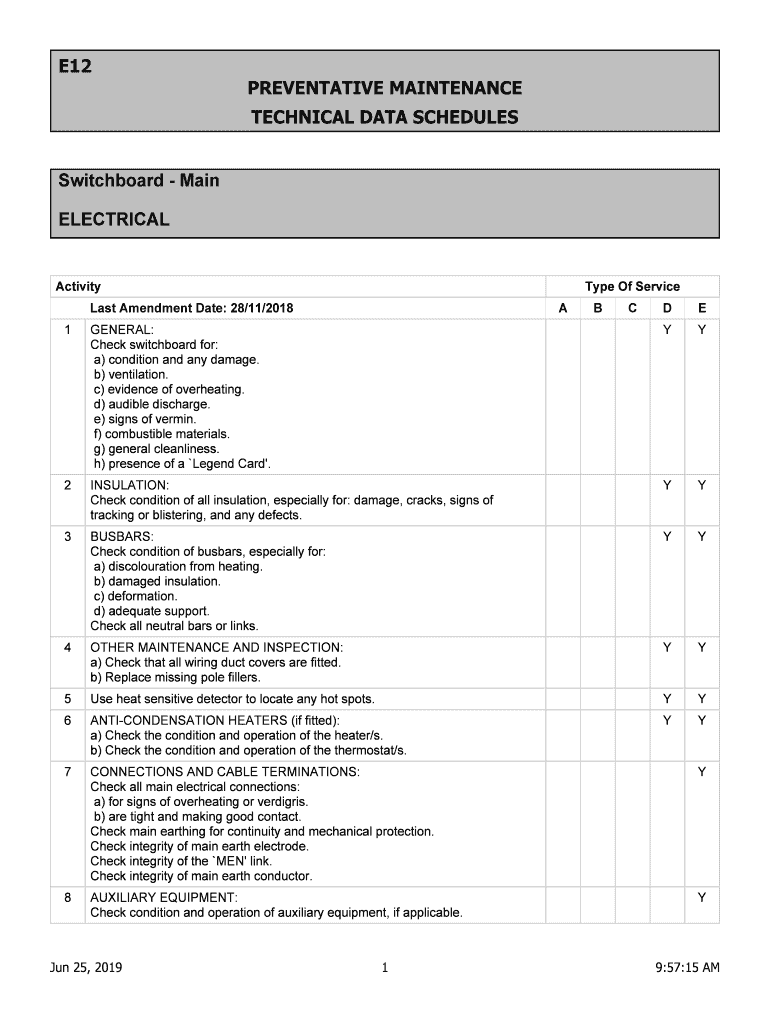Distribution Board Checklist  Form