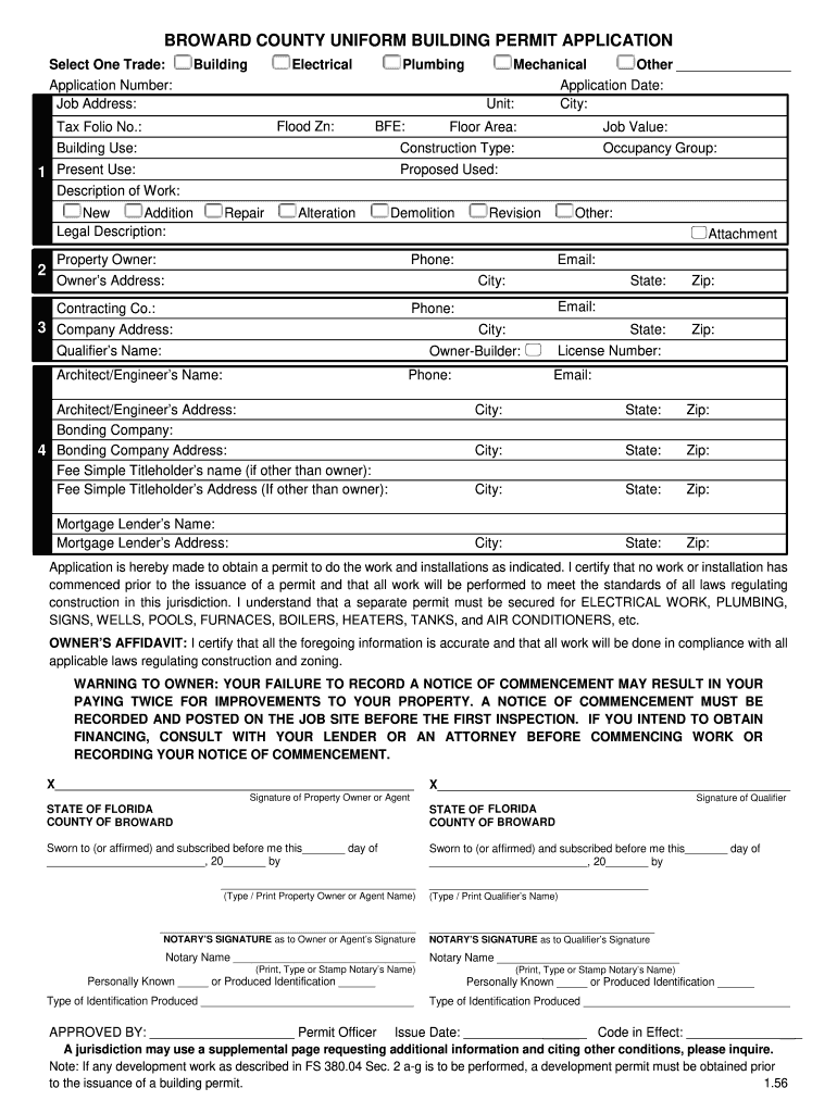 Broward County Universal Permit Application  Form