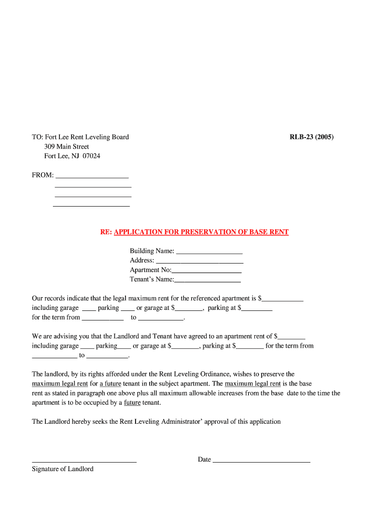  to Fort Lee Rent Leveling Board RLB 23 309 Main Street  Fortleenj 2005-2024