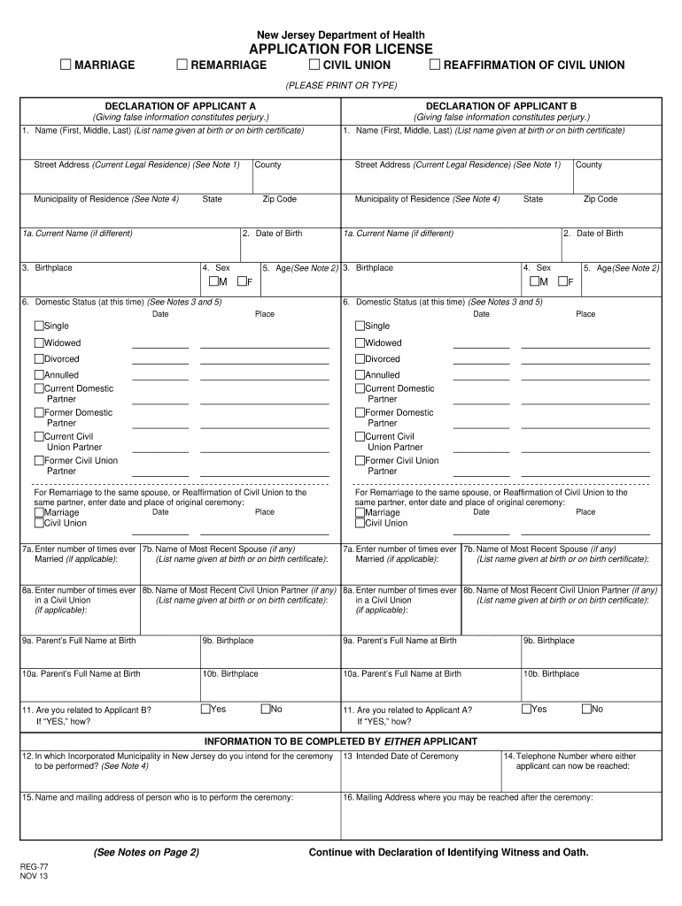  Marriage License Application Form 2013