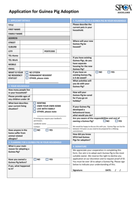 Spca Guinea Pig Adoption Form