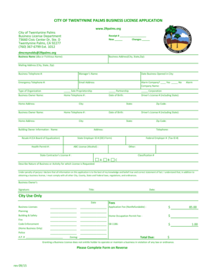 Ca Business License Application  Form