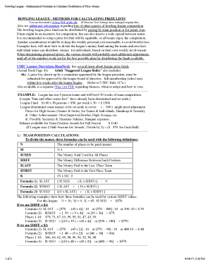 Bowling Prize Fund Calculator  Form