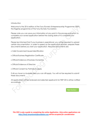Tony Elumelu Foundation Application  Form