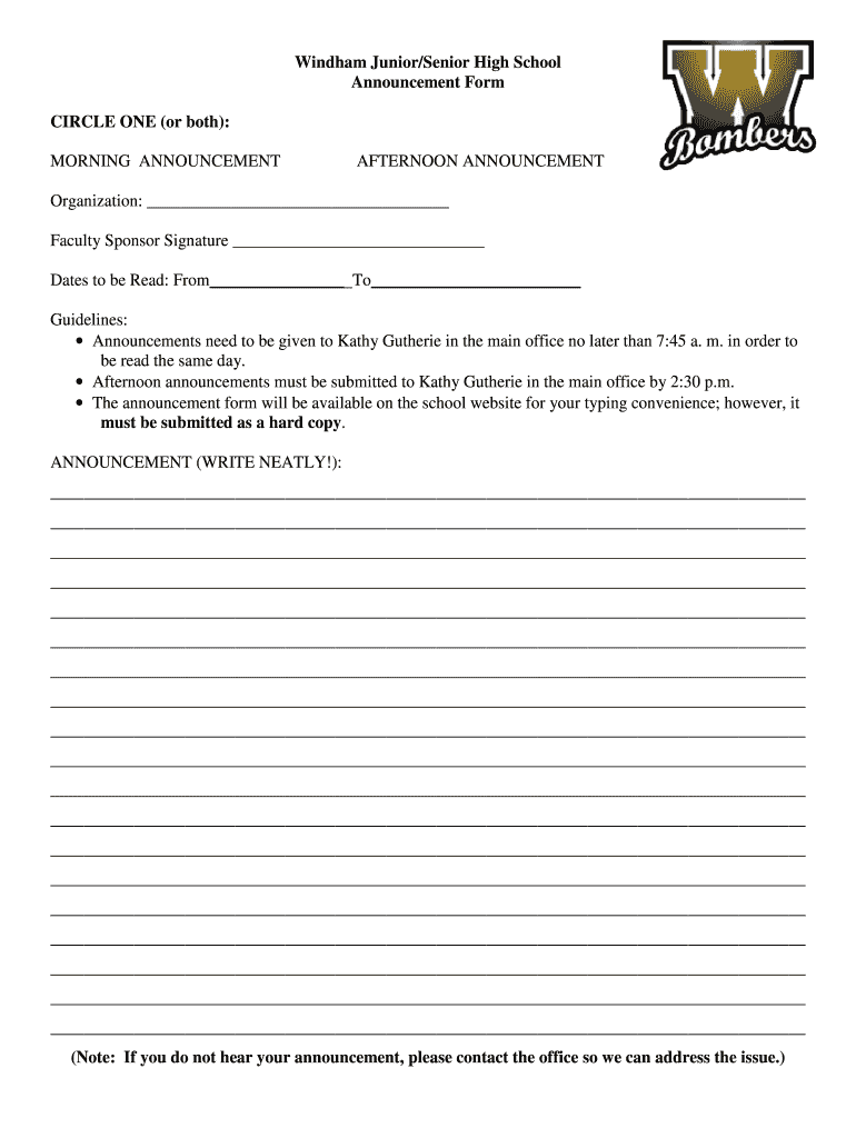 Announcement Form