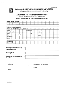Bescom Meter Surrender Application  Form