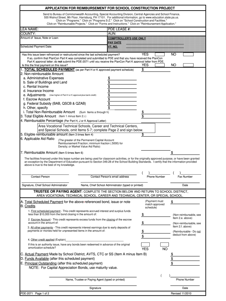 Pde 2071  Form