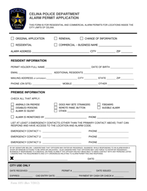 Celina Alarm Permit  Form