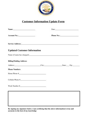 Customer Information Update Form