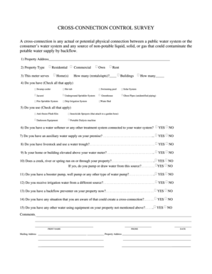 CROSS CONNECTION CONTROL SURVEY Bremerton Ci Bremerton Wa  Form