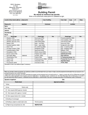 Building Permit Milwaukee City Milwaukee  Form