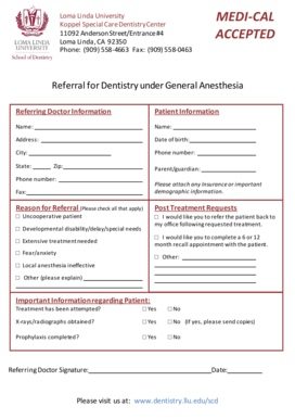 Loma Linda Dental Referral Form