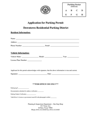 Residential Parking Permit Cost  Form