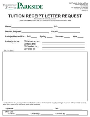 262 595 2258 Wyllie D193 TUITION RECEIPT LETTER REQUEST Uwp  Form