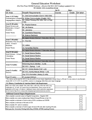 General Education Worksheet  Form