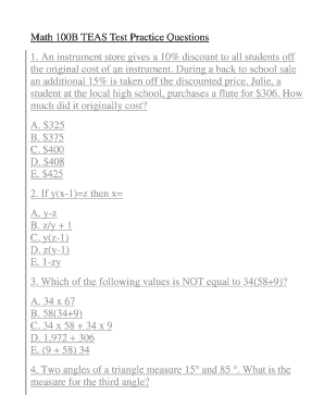 Teas Test Math  Form